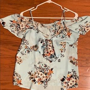 Off the shoulder blue top
